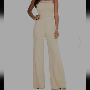 Bebe strapless wide leg Ponte jumpsuit